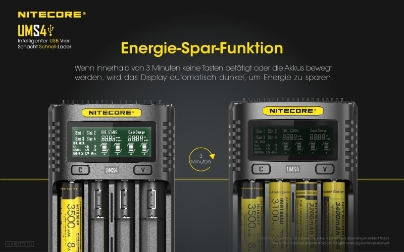 Nitecore UMS4 4 Schacht USB Ladegerät