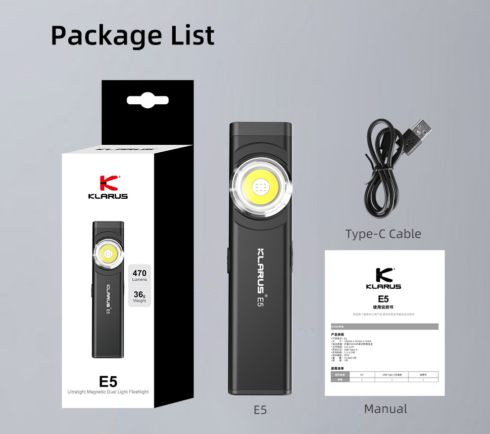 Klarus E5 Multifunktions- EDC Lampe