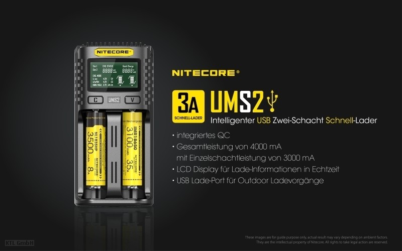 Nitecore UMS2 2 Schacht USB Ladegerät