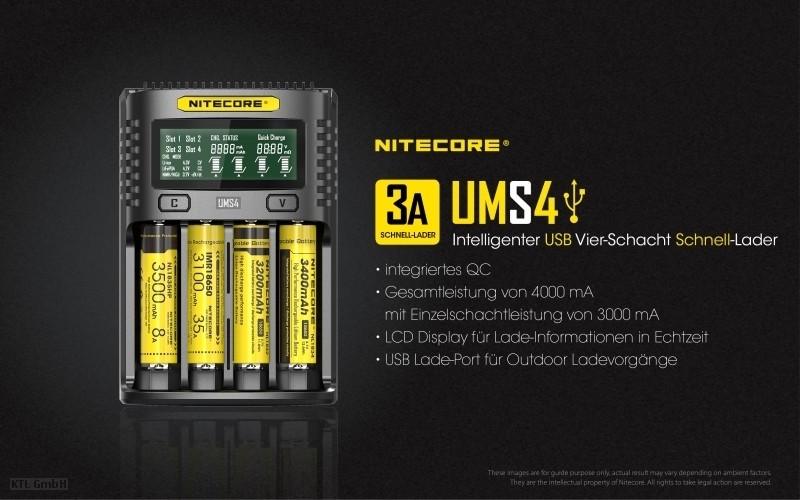 Nitecore UMS4 4 Schacht USB Ladegerät