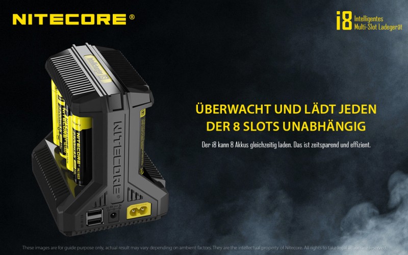 Nitecore I8, 8 Schacht Ladegerät