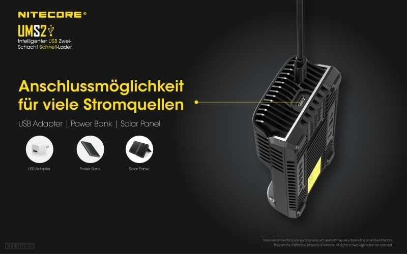 Nitecore UMS2 2 Schacht USB Ladegerät