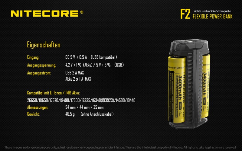 Nitecore F2 FlexBank - mit Powerbankfunktion