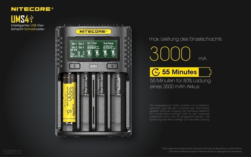 Nitecore UMS4 4 Schacht USB Ladegerät