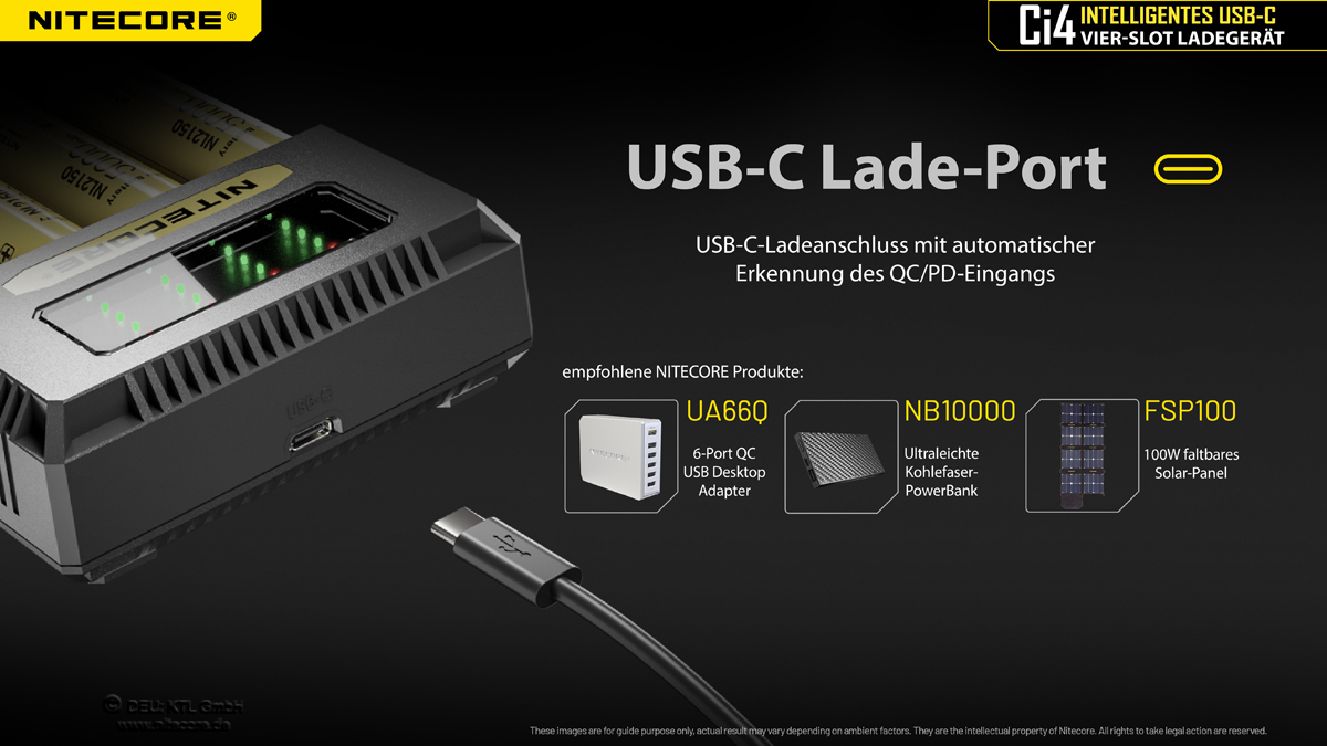 Nitecore USB-C Ladegerät CI4