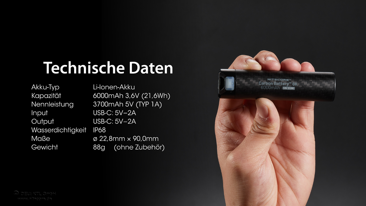 Nitecore Carbon Battery K6, 6000mAh