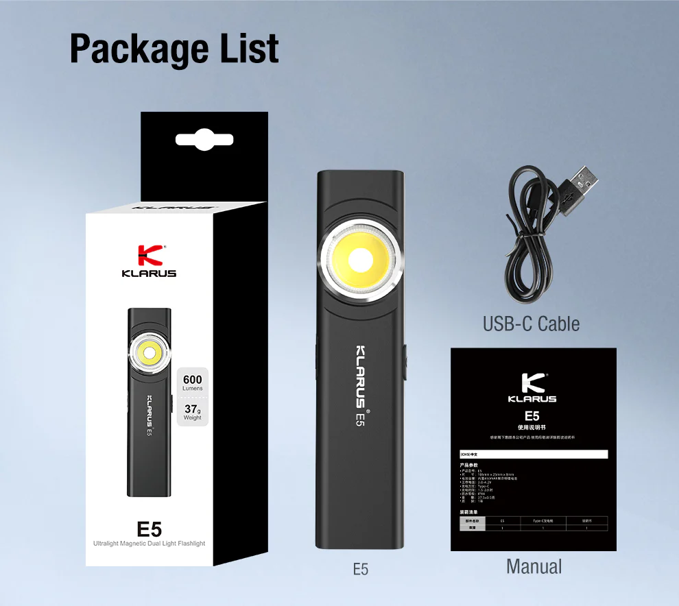 Klarus E5 V2 Multifunktions- EDC Lampe