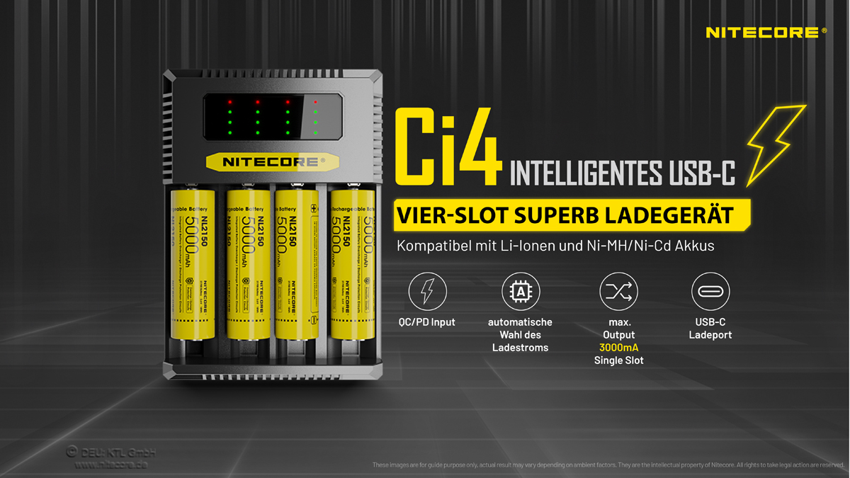 Nitecore USB-C Ladegerät CI4