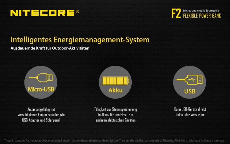 Nitecore F2 FlexBank - mit Powerbankfunktion