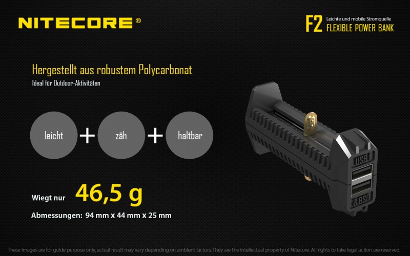 Nitecore F2 FlexBank - mit Powerbankfunktion