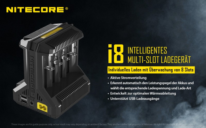 Nitecore I8, 8 Schacht Ladegerät